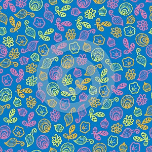 Seamless vector pattern of fantasy flowers