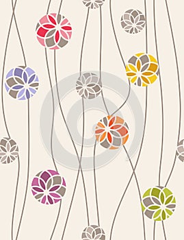 Seamless vector pattern of floral medallions.