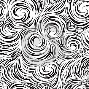 Seamless vector pattern of flowing brush strokes, waves and flow abstract concept. Spiraled curls and swirls. Seamless