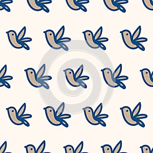 Seamless vector pattern with flying sparrow birds on a light background photo