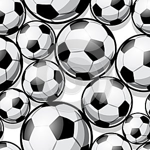 Seamless vector pattern with football soccer balls.