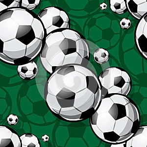 Seamless vector pattern with football soccer balls.