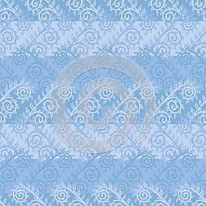 Seamless vector pattern with frost flowers in aqua blue colors