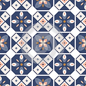 Seamless vector pattern with geometric rhomb tiles. Abstract petal shapes background.