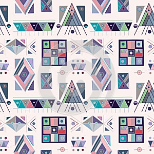 Seamless vector pattern. geometrical hand drawn background with rectangles, squares, triangles, dots, lines. Print for wallpaper,