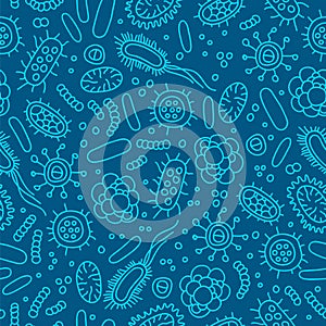 Seamless vector pattern of germs and bacteria