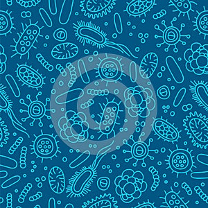 Seamless vector pattern of germs and bacteria photo