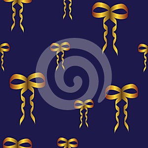 Seamless vector pattern with golden bows