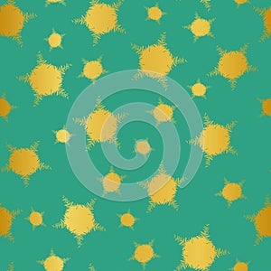 Seamless vector pattern with golden gradient stars on a bright teal background photo