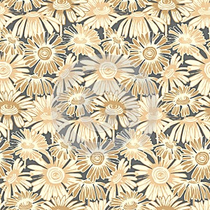 Seamless vector pattern with hand drawn daisy flowers. Design for covers, textile, packaging