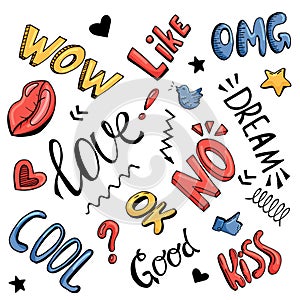 Seamless vector pattern of hand drawn lettering