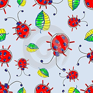 Seamless vector pattern with insect.