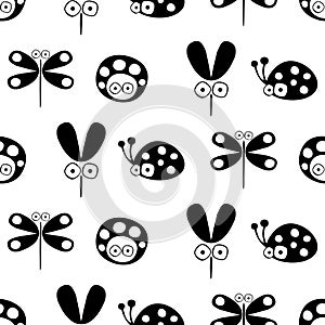 Seamless vector pattern with insect