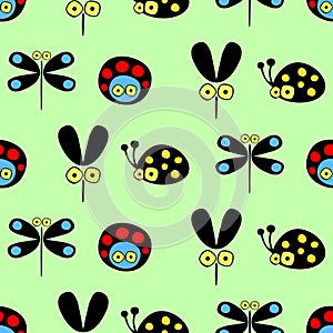 Seamless vector pattern with insect.