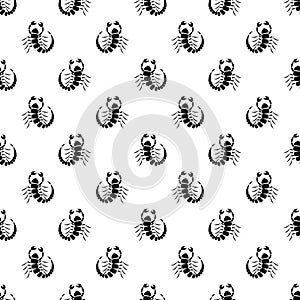 Seamless vector pattern with insects, black and white background with little scorpions