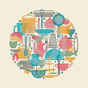 Seamless vector pattern. Kitchen background. Cooking utensils and kitchen tools