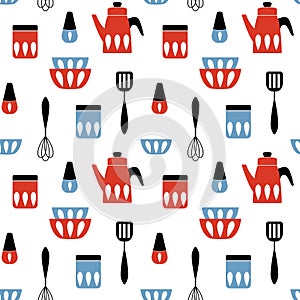 Seamless vector pattern with kitchen utensil.