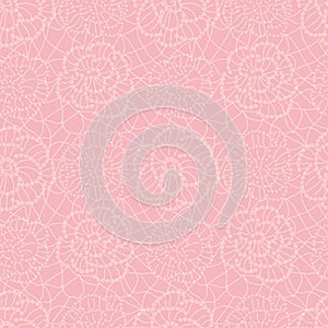 Seamless vector pattern with lacy flowers on pink