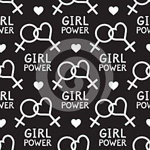 Seamless vector pattern with lesbian and feminist symbols.