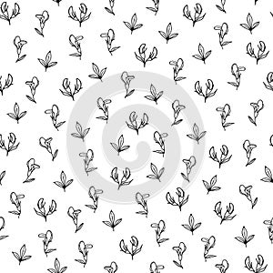 Seamless vector pattern made of small sketchy Vicia cracca flowers