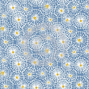 Seamless vector pattern with meadow full of decorative dandelion seedheads