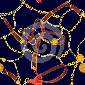 Seamless vector pattern with metallic accessories.