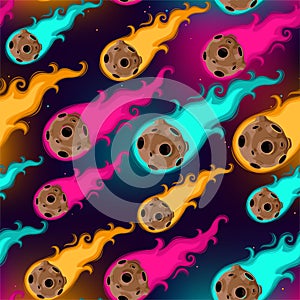 Seamless vector pattern with meteor rain