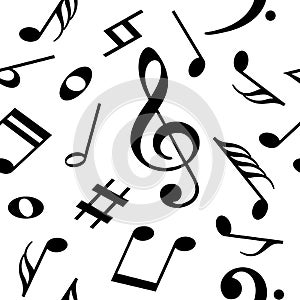 Seamless vector pattern with music notes