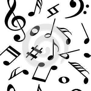 Seamless vector pattern with music notes