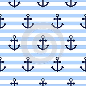 Seamless vector pattern with nautical anchors.