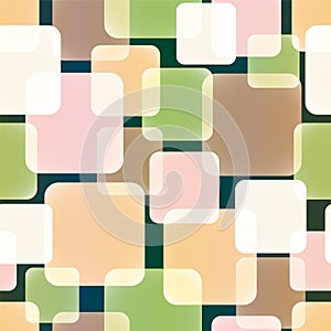 Seamless Vector Pattern of Overlap and Transparent Squares in Warm Tones.