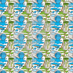 Seamless Vector Pattern with Paint and Paintbrushes