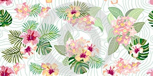 Seamless vector pattern with palm leaves.