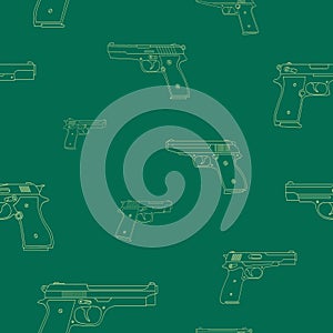 Seamless vector pattern with Pistols