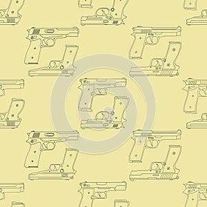 Seamless vector pattern with Pistols