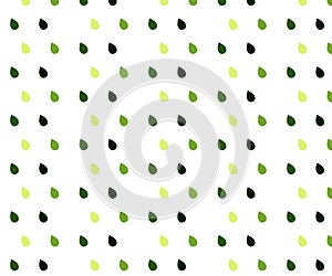 Seamless vector pattern with rain drops. Spring abstract background in shades of green.