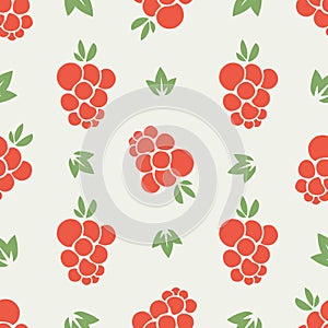 Seamless vector pattern of red raspberries