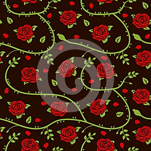 Seamless vector pattern with red roses