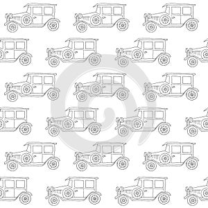 Seamless vector pattern with retro, vintage cars. vector background