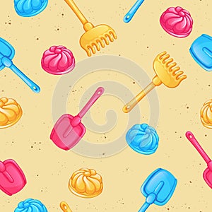 Seamless vector pattern with sand toys.