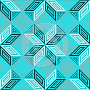 Seamless vector pattern, shades of turquoise aquamarine, square mosaic