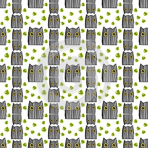Seamless vector pattern sketch cat lines