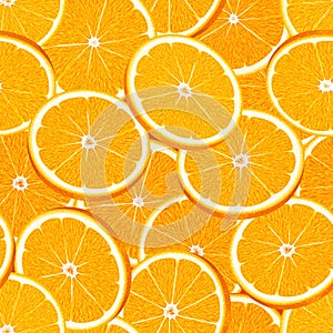 Seamless vector pattern of sliced juicy ripe oranges