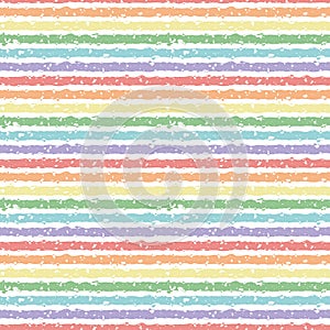 Seamless vector pattern with stripes in pastel rainbow colours on white background.