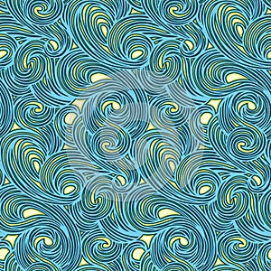 Seamless vector pattern. Swirling swirl pattern in the style of Van Gogh post-impressionism. Design wallpaper, fabrics, postal pac