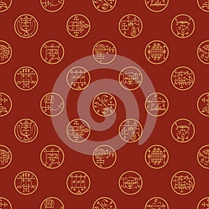 Seamless vector pattern with symbols of demons