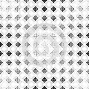 Seamless vector pattern. Symmetrical geometric black and white background with rhombus and lines. Decorative repeating ornament