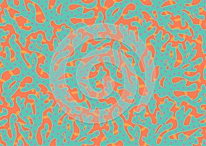 Seamless vector pattern with trailing corals and algae. Trendy peach fuzz pantone, apricot crush, orange, turquoise