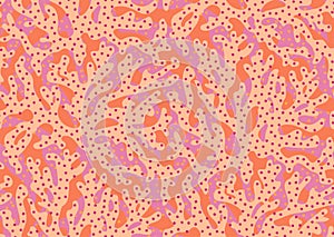 Seamless vector pattern with trailing corals and algae. Trendy peach fuzz pantone, apricot crush, pink, orange, colors