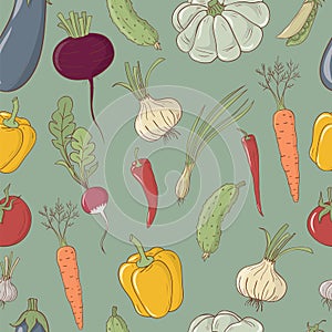 Seamless vector pattern with vegetables